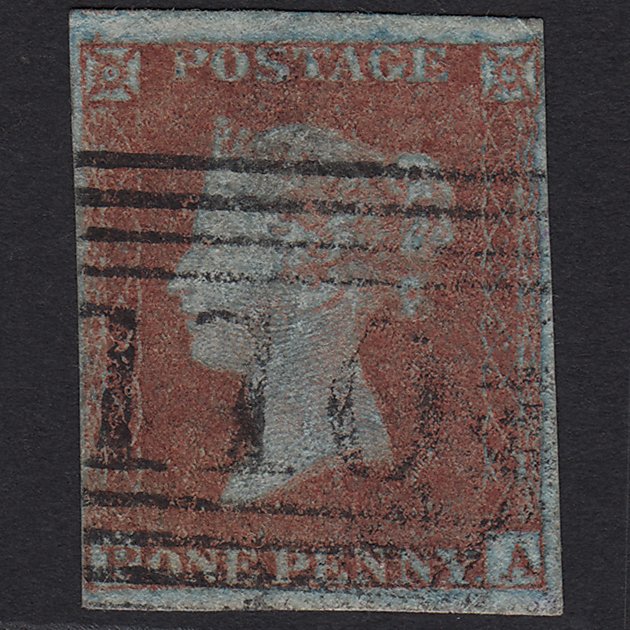 GB QV 1841 1d Very Blued SG8a-B1(2) RA FU Dumbarton 110 4M Imperf