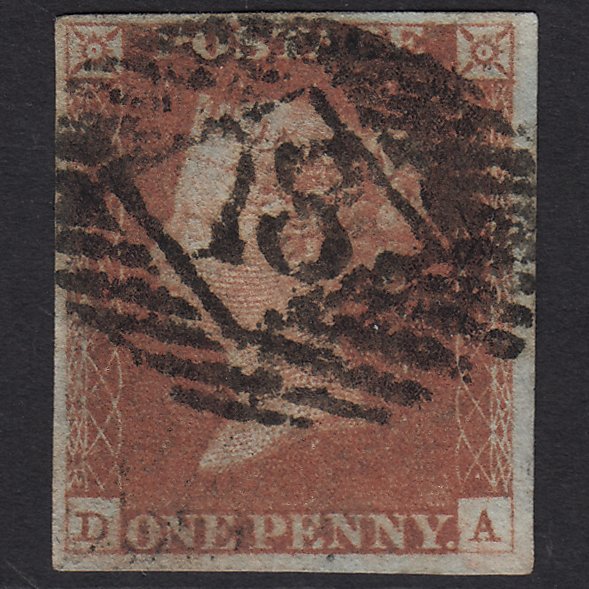 GB QV 1841 1d Red-brown (Plate 72) SG8-B1(1) DA GU 4 Margins London IS 18