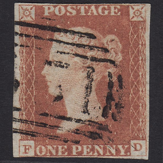 GB QV 1841 1d Red-brown (Plate 75) SG8-B1(1) FD GU 4 Margins