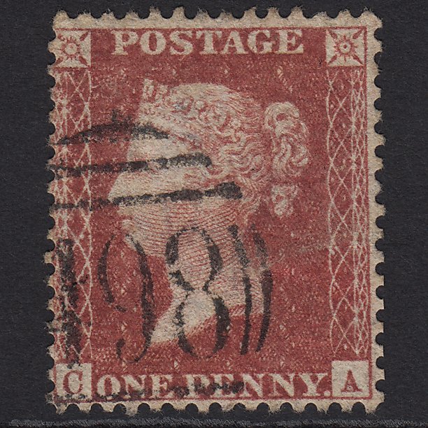 GB QV 1857 1d Rose-red (Plate 38) SG40-C10(1) CA GU Manchester 498