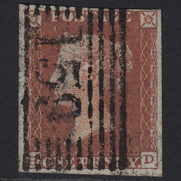 GB QV 1841 1d Red-brown (Plate 129) SG8-B2(1) HD FU 4 Margins Glasgow 159
