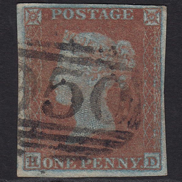 GB QV 1841 1d Very Blued (Plate 136) SG8a-B1(2) HD FU 4 Margins Kenilworth 950