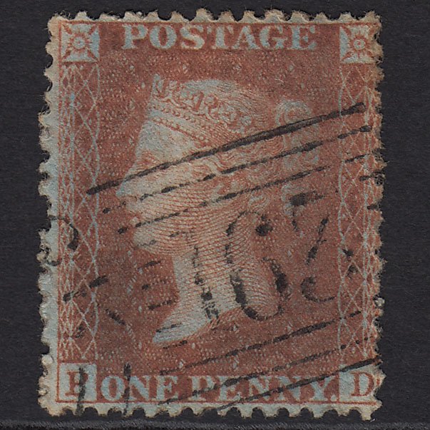 GB QV 1856 1d Red-brown (Plate 43) SG29-C8(1) PD FU Greenock 163