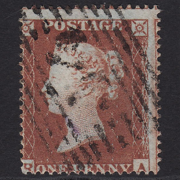 GB QV 1854 1d Red-brown (Plate 185) SG17-C1(1) RA GU Blair Atholl 44