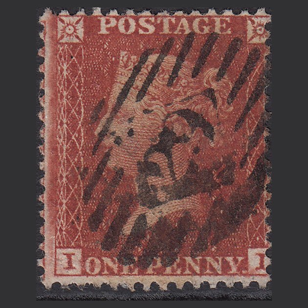 GB QV 1855 1d Red-brown (Plate 11) SGC6(1) II GU London IS 29 Misperf