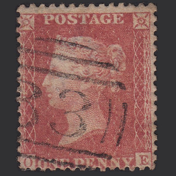 GB QV 1857 1d Pale Rose (Plate 36) SG39-C10(3) OE FU Bishop's Stortford 83