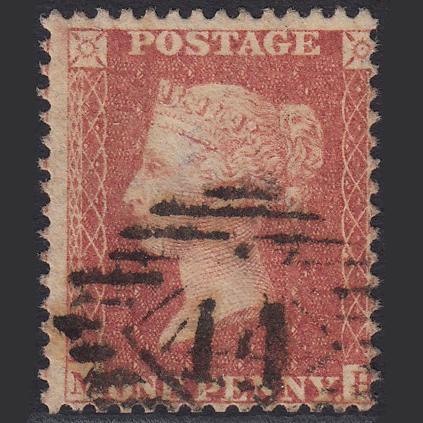 GB QV 1857 1d Rose-red (Plate 37) SG40-C10(1) FU London IS 44 Misperf