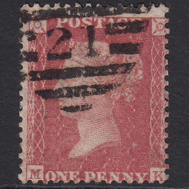 GB QV 1857 1d Rose-red (Plate 56) SG40-C10(1) MK FU London D&S Cancel
