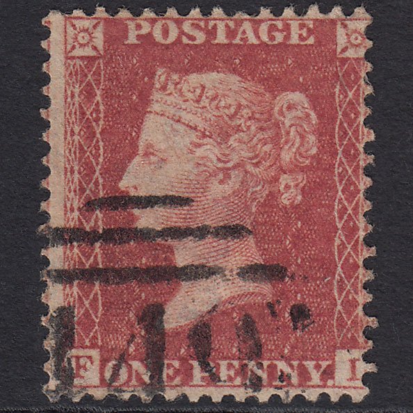 GB QV 1857 1d Rose-red (Plate 36) SG40-C10(1) FL FU Leicester 449 Misperf
