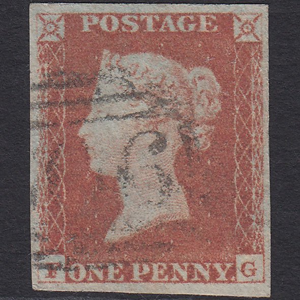 GB QV 1841 1d Red-brown (Plate 69) SG8-B1(1) FG FU 4 Margins