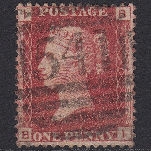 GB QV 1864 1d Rose-red SG43-G1(1) BI FU Newark 541