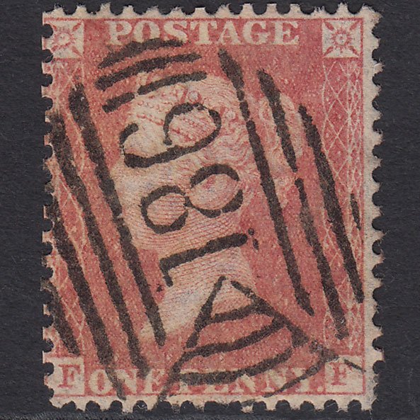 GB QV 1857 1d Pale Rose (Plate 34) SGC9A(1) FF FU Dublin 186 Spoon