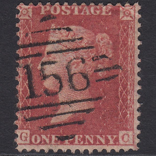 GB QV 1857 1d Rose-red (Plate 42) SG40-C10(1) GC GU Cork 156 Micro Tear