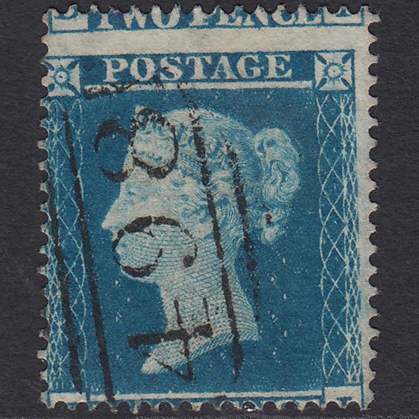 GB QV 1854 2d DP Blue (Plate 4) SG20-F1(2) EI VFU Manchester 498 Large Misperf
