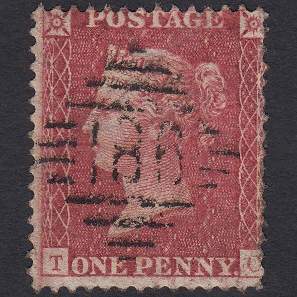 GB QV 1857 1d Rose-red (Plate 27) SG40-C10(1) TC GU Dublin 186