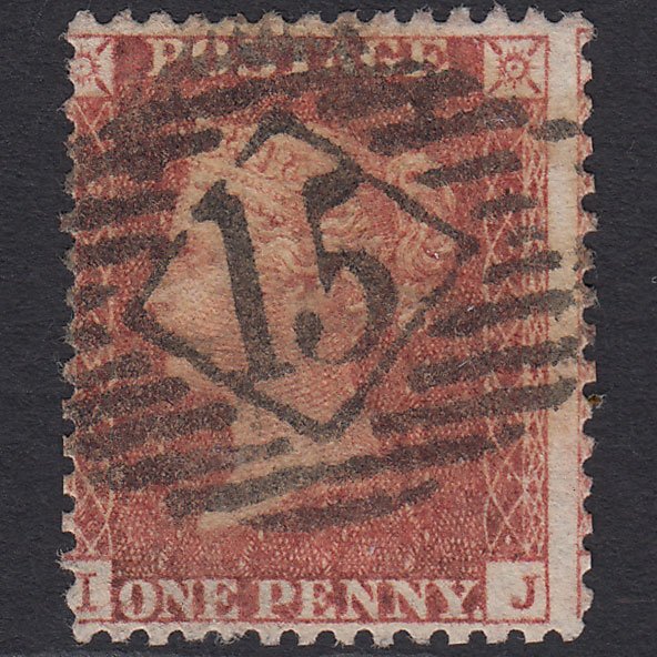 GB QV 1856 1d Red-brown (Plate 29) SG29-C8(1) IJ GU London IS 15