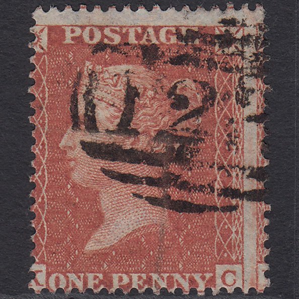 GB QV 1855 1d Red-brown (Plate 8) SG21-C4(1) KC FU Large Misperf