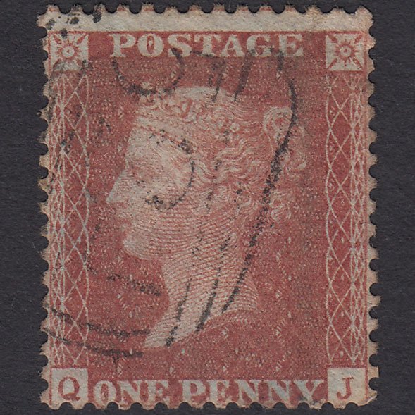 GB QV 1856 1d Red-brown (Plate 27) SG29-C8(1) QJ GU Middlewich 524