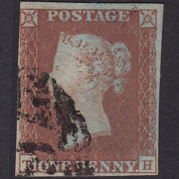 GB QV 1841 1d Very Blued (Plate 94) SG8a-B1(2) TH GU 4 Margins