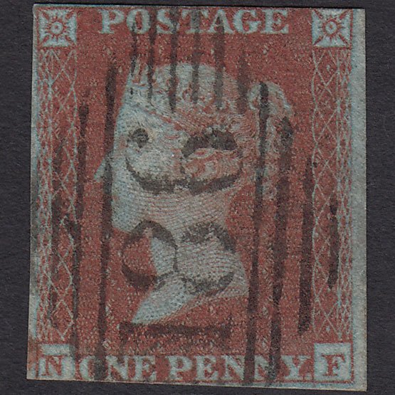 GB QV 1841 1d Very Blued (Plate 147) SG8a-B1(2) NF GU Dublin 186