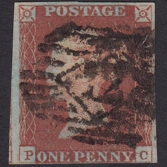 GB QV 1841 1d Red-brown (Plate 62) SG8-B1(1) PC GU nr 4 Margins London IS 12