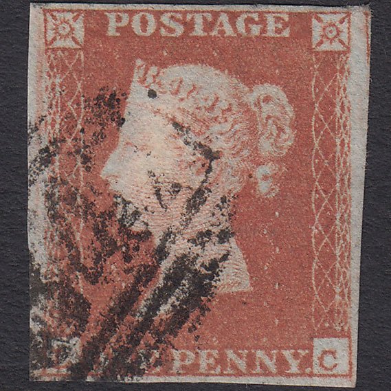 GB QV 1841 1d Red-brown (Plate 124) SG8-B2(1) Ivory Head LC FU 4 Margins