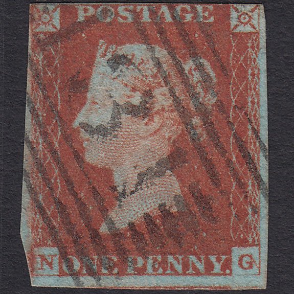 GB QV 1841 1d Very Blued (Plate 66) SG8a-B1(2) NG FU nr 4M Edinburgh 131