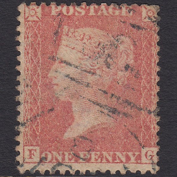 GB QV 1857 1d Pale Rose Transitional (Plate 43) SGC9A(1) FG GU Blue Cancel