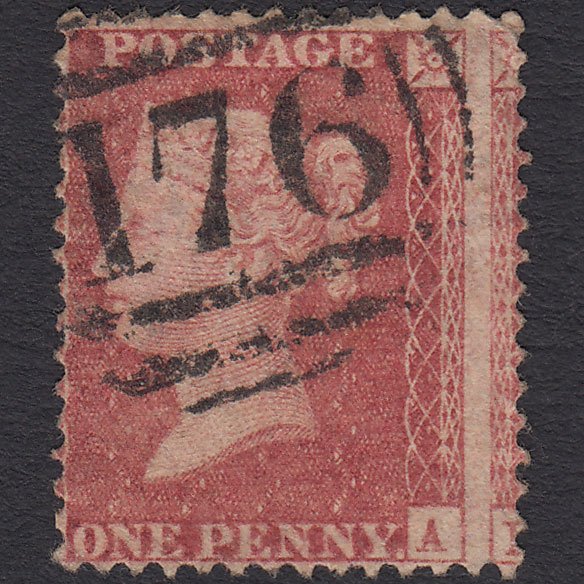 GB QV 1857 1d Rose-red SG40-C10(1) FU Chelmsford 176 Large Misperf