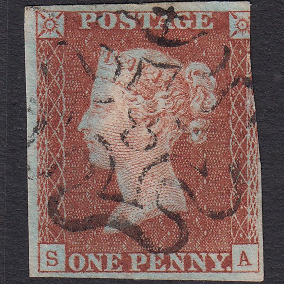 GB QV 1841 1d Red-brown (Plate 31) SG8-B1(1) SA GU 3 Margins No.8 in MX