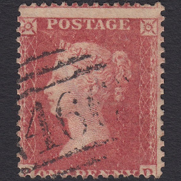 GB QV 1857 1d Rose-red SG40-C10(1) PD FU Liverpool 466 Misperf