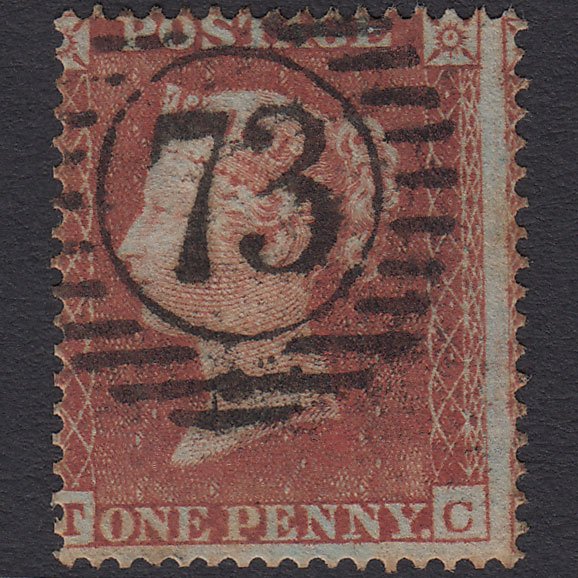 GB QV 1854 1d Red-brown (Plate 165) SG17-C1(1) TC GU London D&S 73 Misperf