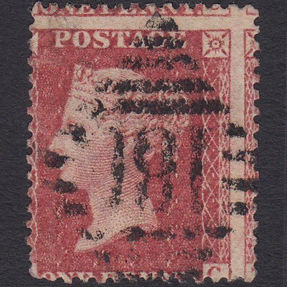 GB QV 1861 1d (Plate 51) SG42-C12(3) TC FU Miss Imprim Dromore 181 Big Misperf