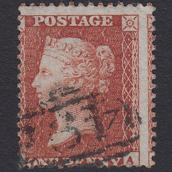 GB QV 1855 1d Red-brown (Plate 2) SG24-C3(1) SA FU Large Misperf