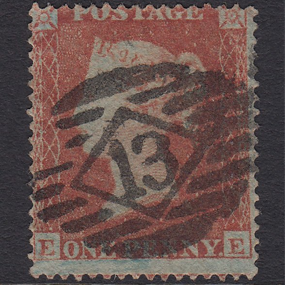 GB QV 1854 1d Red-brown (Plate 162) SG17-C1(1) EE GU London IS 13 Misperf