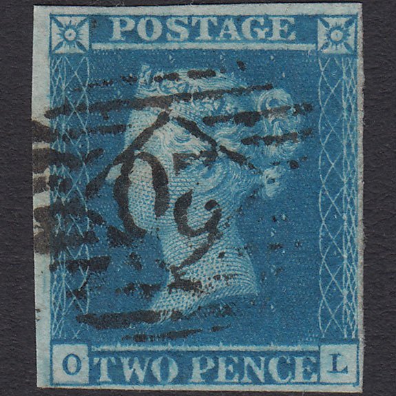 GB QV 1841 2d Blue (Plate 3) SG14-E1(2) Ivory Head OL FU 4M London IS 20