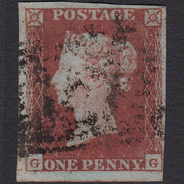 GB QV 1841 1d Red-brown (Plate 142) SG8-B2(1) GG FU 4 Margins