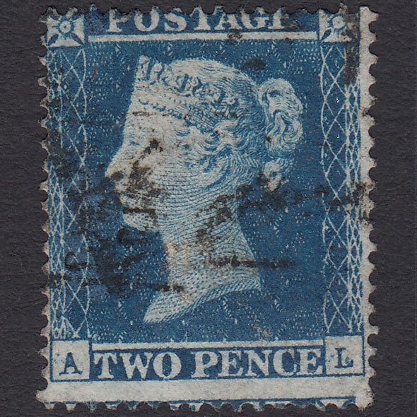 GB QV 1854 2d Deep Blue (Plate 4) SG19-F1(1) AL GU Misperf