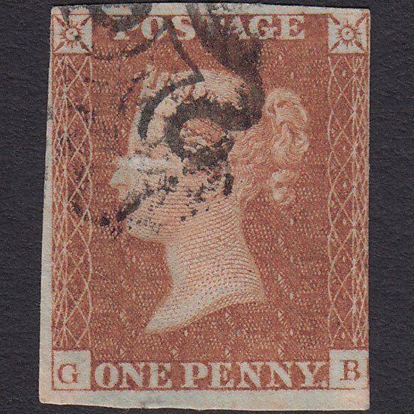 GB QV 1841 1d Red-brown (Plate 27) SG8-B1(1) GB GU nr 4 Margins MX