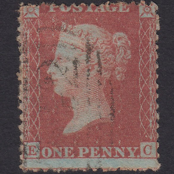 GB QV 1856 1d Red-Brown Plate 40 SG29-C8(1) EC GU Light Cancel