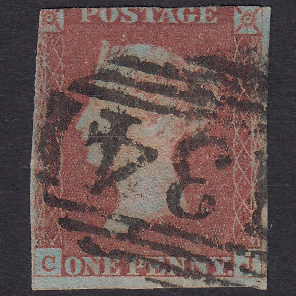 GB QV 1841 1d Red-Brown Plate 75 SG8-B1(1) CJ GU Bristol 134