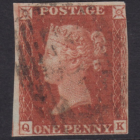 GB QV 1841 1d Red-Brown Plate 46 SG8-B1(1) QK FU Nr 4 Margins