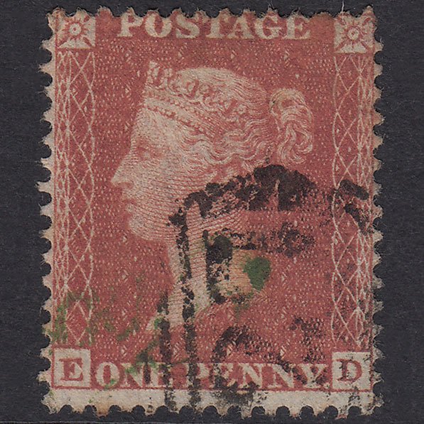 GB QV 1855 1d Red-Brown Plate 11 SG24-C3(1) ED GU Partial Green Pmk