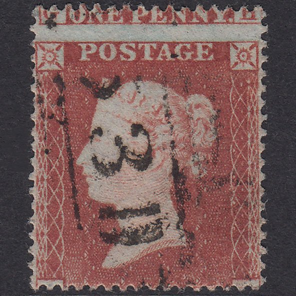 GB QV 1854 1d Red-Brown Plate 186 SG17-C1(1) HH FU Large Misperf
