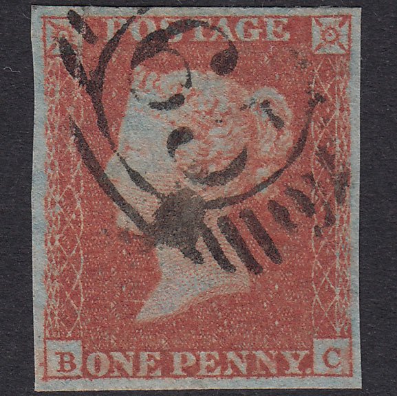 GB QV 1841 1d Plate 112 SG8A-B1(2) BC FU 4 Good Margins London D&S 65