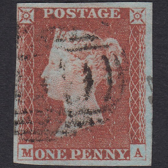 GB QV 1841 1d Red-Brown Plate 65 SG8-B1(1) MA FU 4 Margins