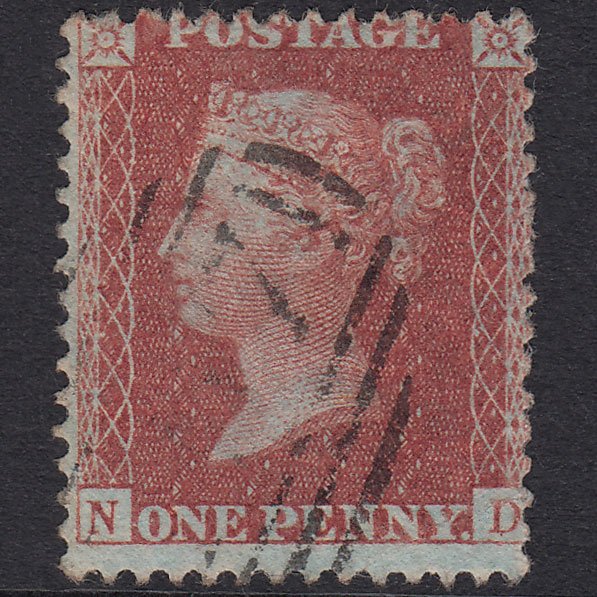GB QV 1856 1d Red-Brown Plate 29 SG29-C8(1) ND VFU Light Cancel