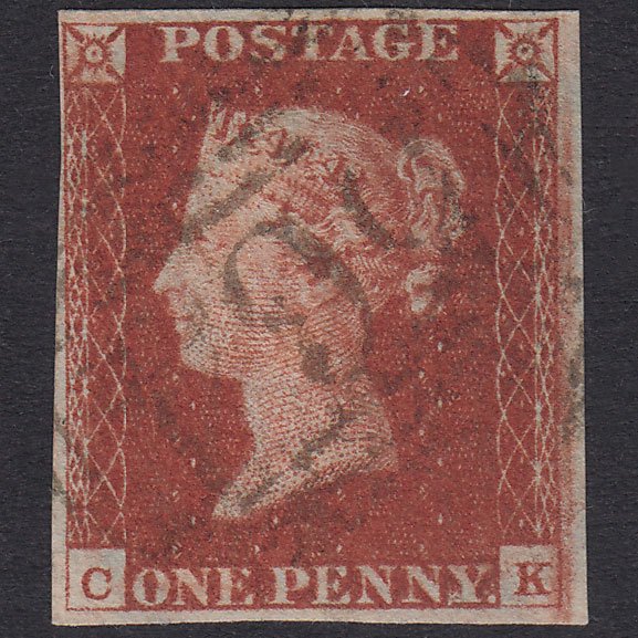 GB QV 1841 1d Deep Red-Brown Plate 56 SG10-B1(4) CK FU Newport Pagnell 564