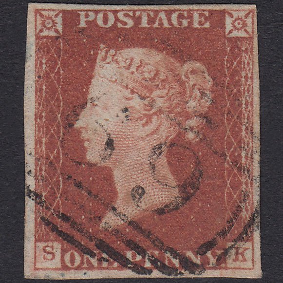 GB QV 1841 1d Red-Brown Plate 76 SG8-B1(1) SK FU 4 Margins Bicester 69