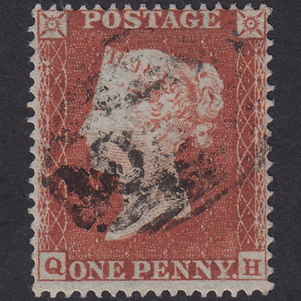 GB QV 1854 1d Red-Brown Plate 185 SG17-C1(1) QH FU